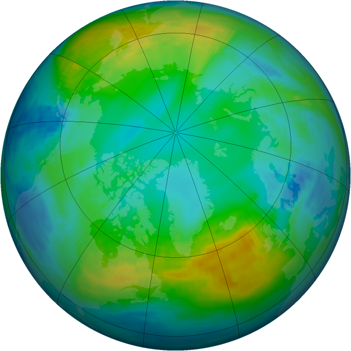 Arctic ozone map for 13 November 1986